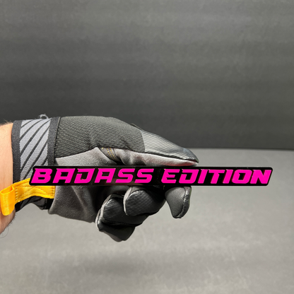 Personalized Badass Edition text car emblem with clean racing style font and premium appearance.