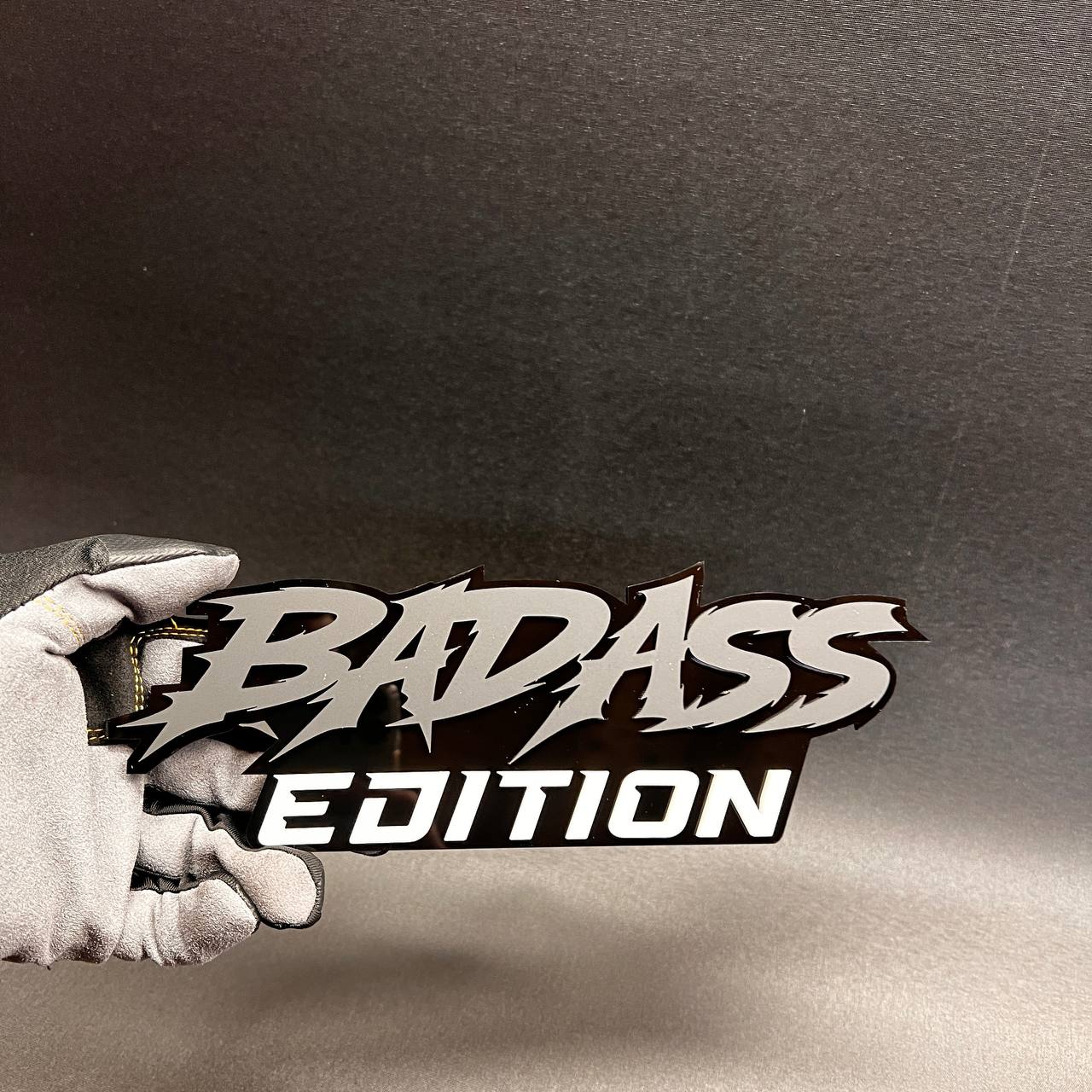 Custom Badass Edition exterior badge for cars, trucks, SUVs, and off-road vehicles.