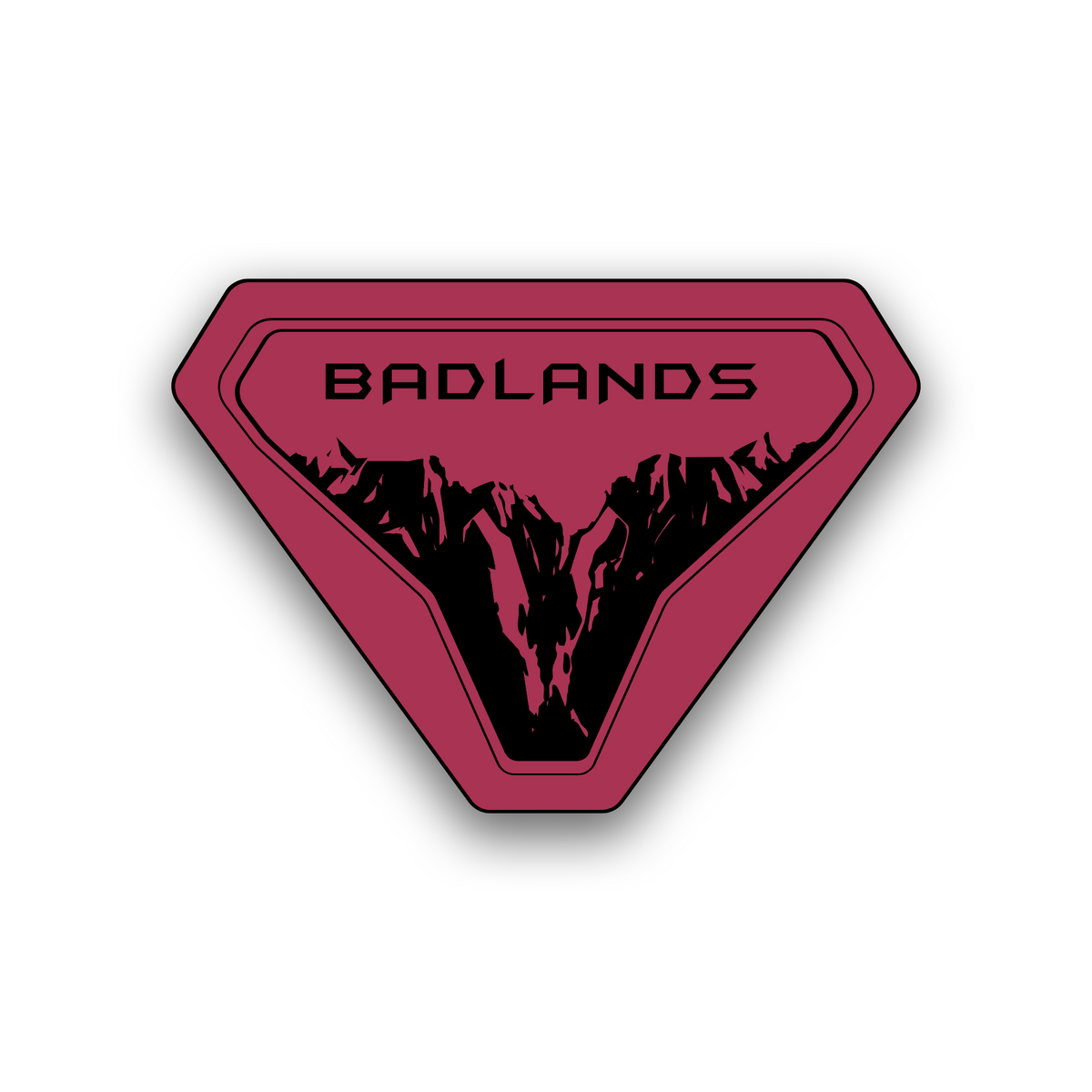 Badlands mountain engraved car emblem for SUV and 4x4 exterior customization