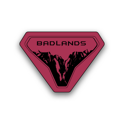 Badlands mountain engraved car emblem for SUV and 4x4 exterior customization
