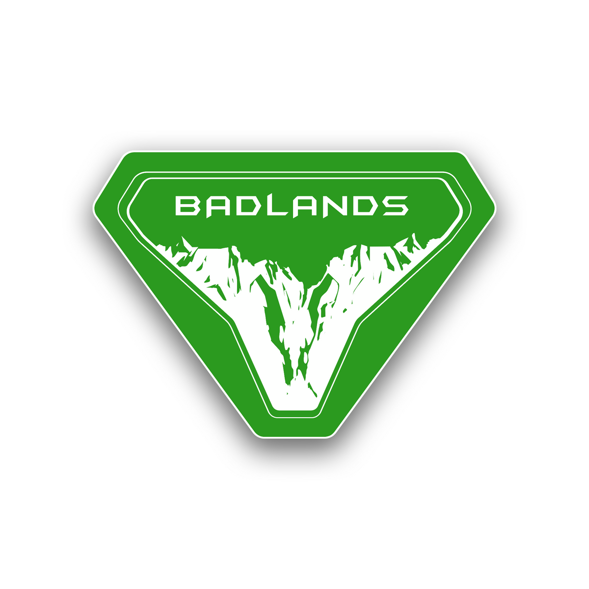 Badlands off-road mountain emblem with engraved style design