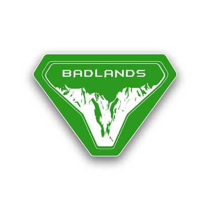 Badlands off-road mountain emblem with engraved style design