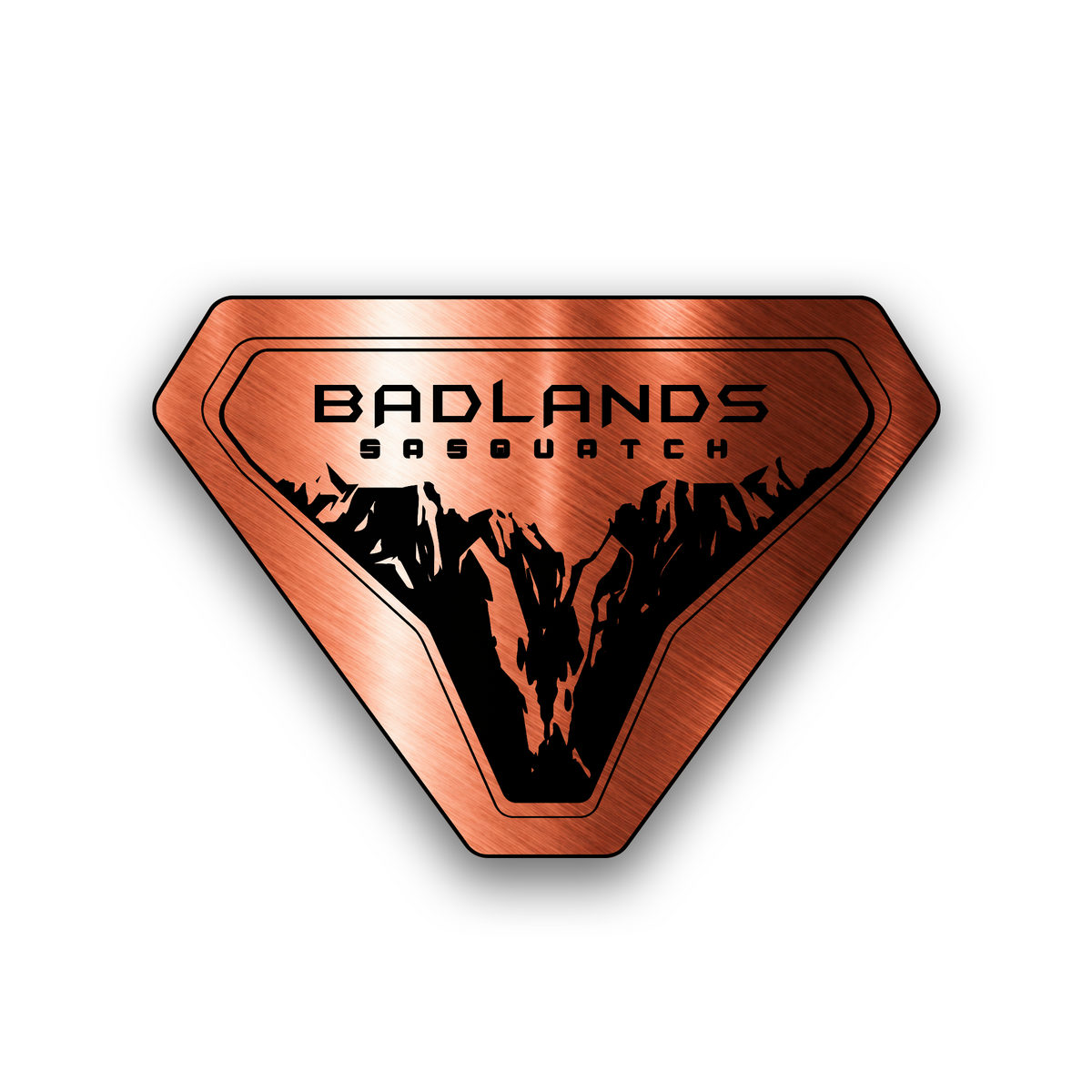 Badlands Sasquatch engraved metal look car badge for SUV and 4x4 customization
