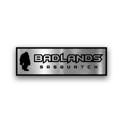 Badlands Sasquatch engraved car badge emblem with Sasquatch silhouette for off-road vehicles