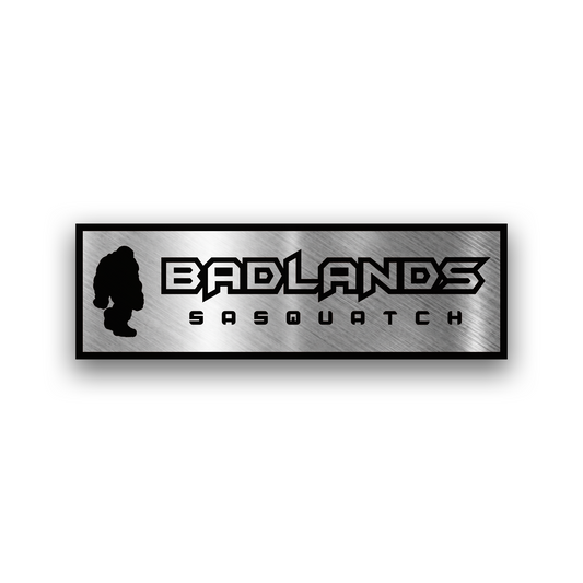 Badlands Sasquatch engraved car badge emblem with Sasquatch silhouette for off-road vehicles