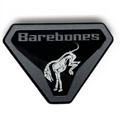 Barebones skeleton badge for Ford Bronco custom acrylic emblem with black and silver finish