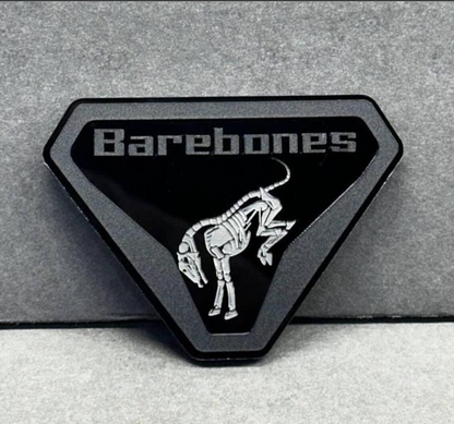 Barebones skeleton emblem installed on Ford Bronco grille or tailgate custom badge