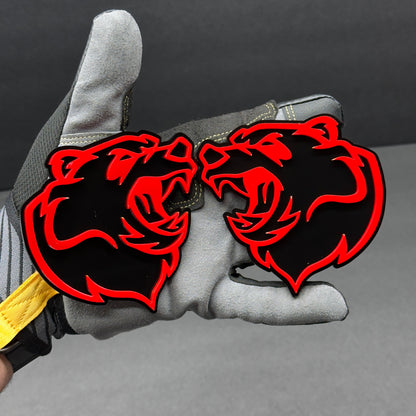 Bear automotive emblem pair for custom car truck hood fender and tailgate use