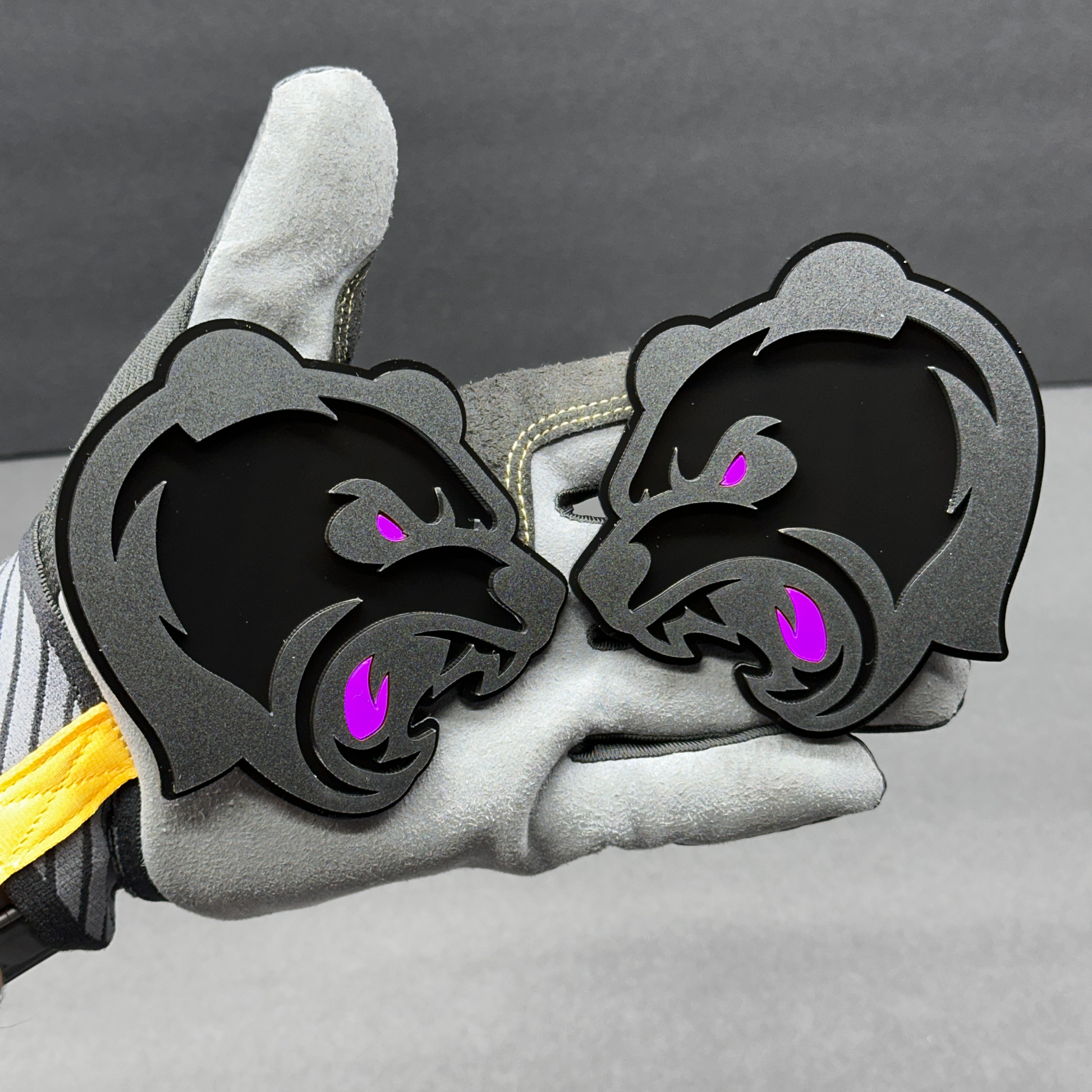 Custom Bear auto emblem pair for hood tailgate door or side panel placement