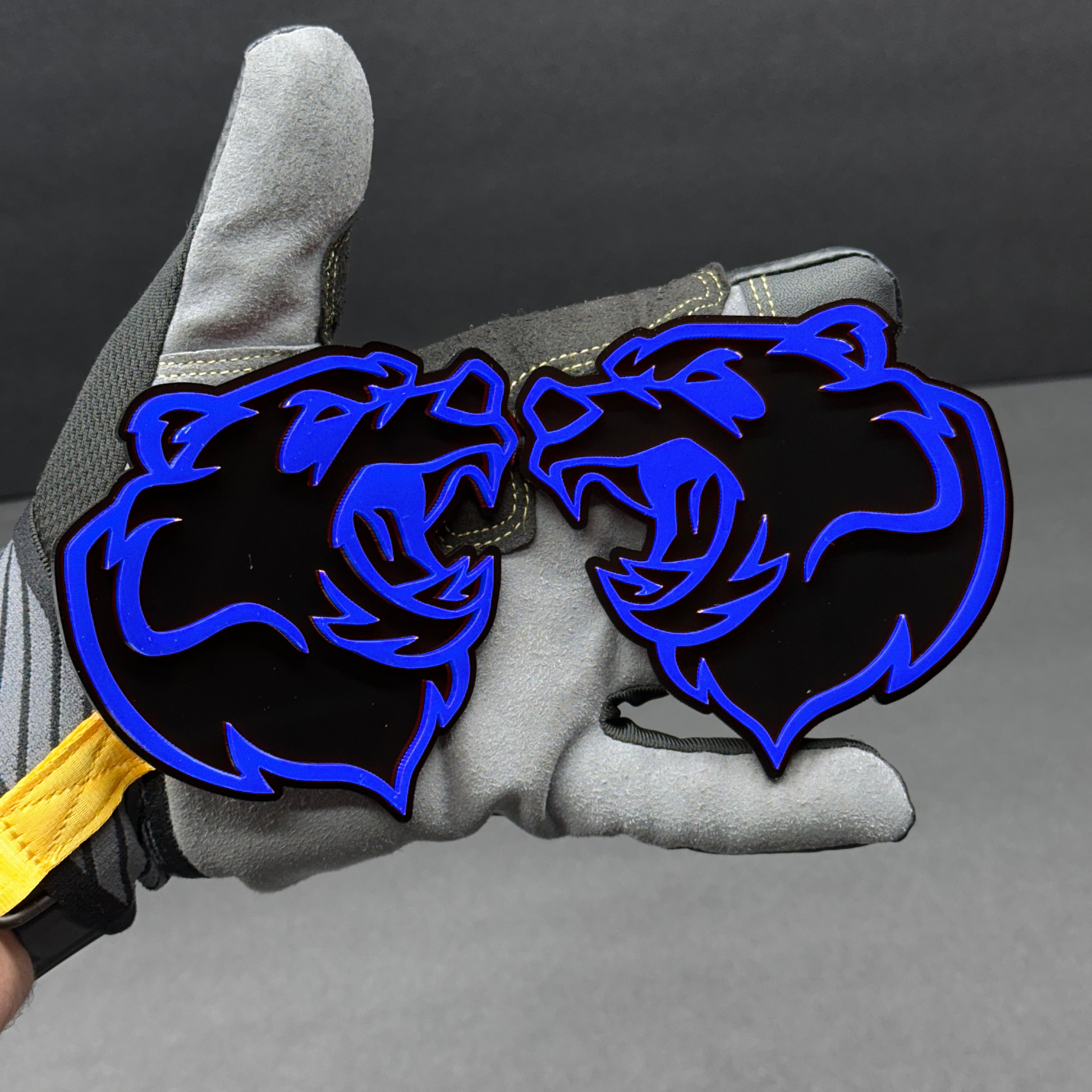 Bear head car emblem pair custom aftermarket automotive badge for vehicle styling