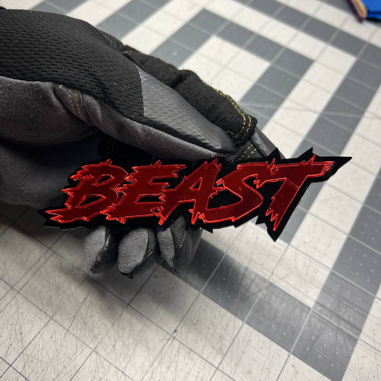 Performance inspired BEAST text emblem for hood tailgate or fender