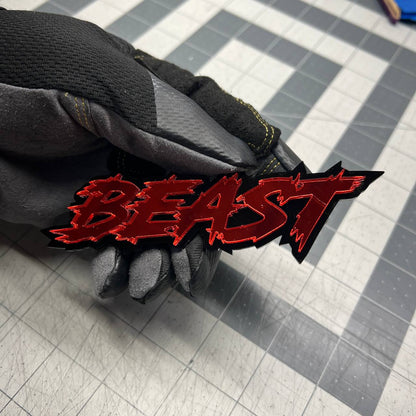Performance inspired BEAST text emblem for hood tailgate or fender