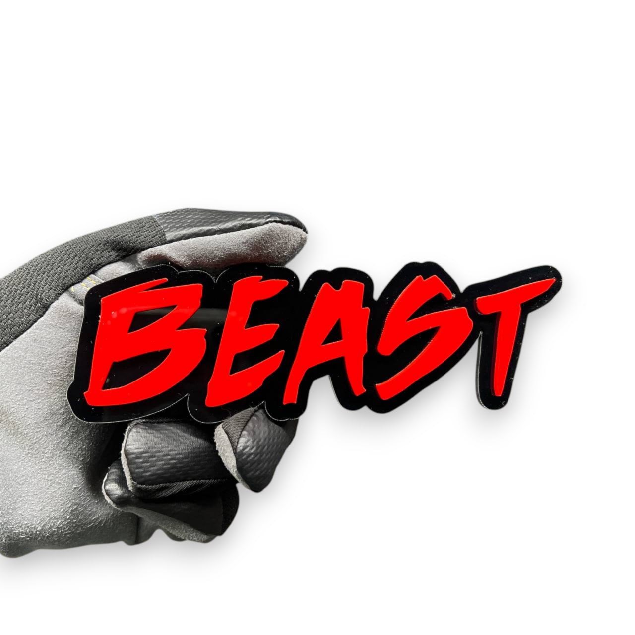 Custom BEAST text badge with aggressive font for RAM 1500 tailgate emblem upgrade