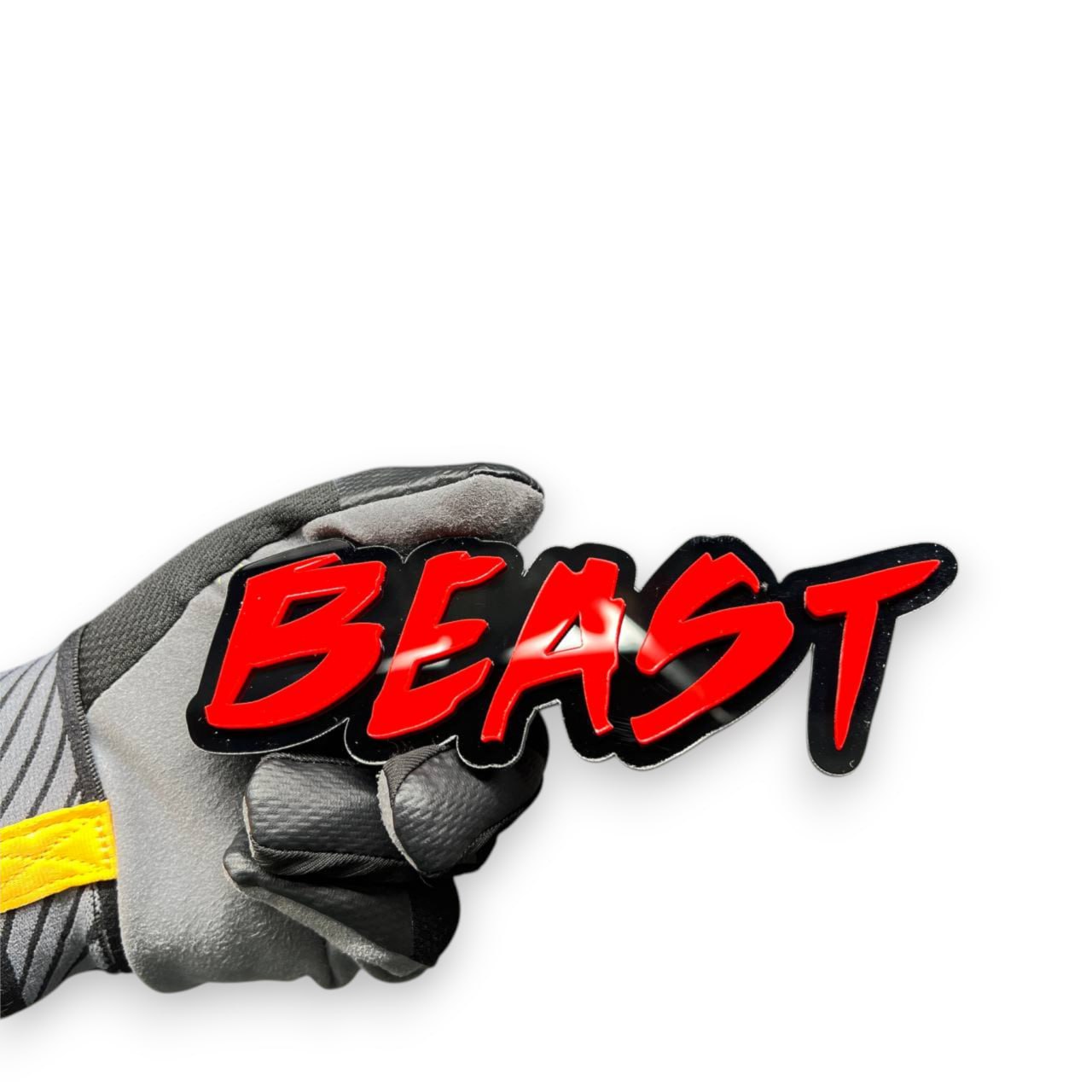 BEAST acrylic car badge emblem in red and black for F150 performance truck styling