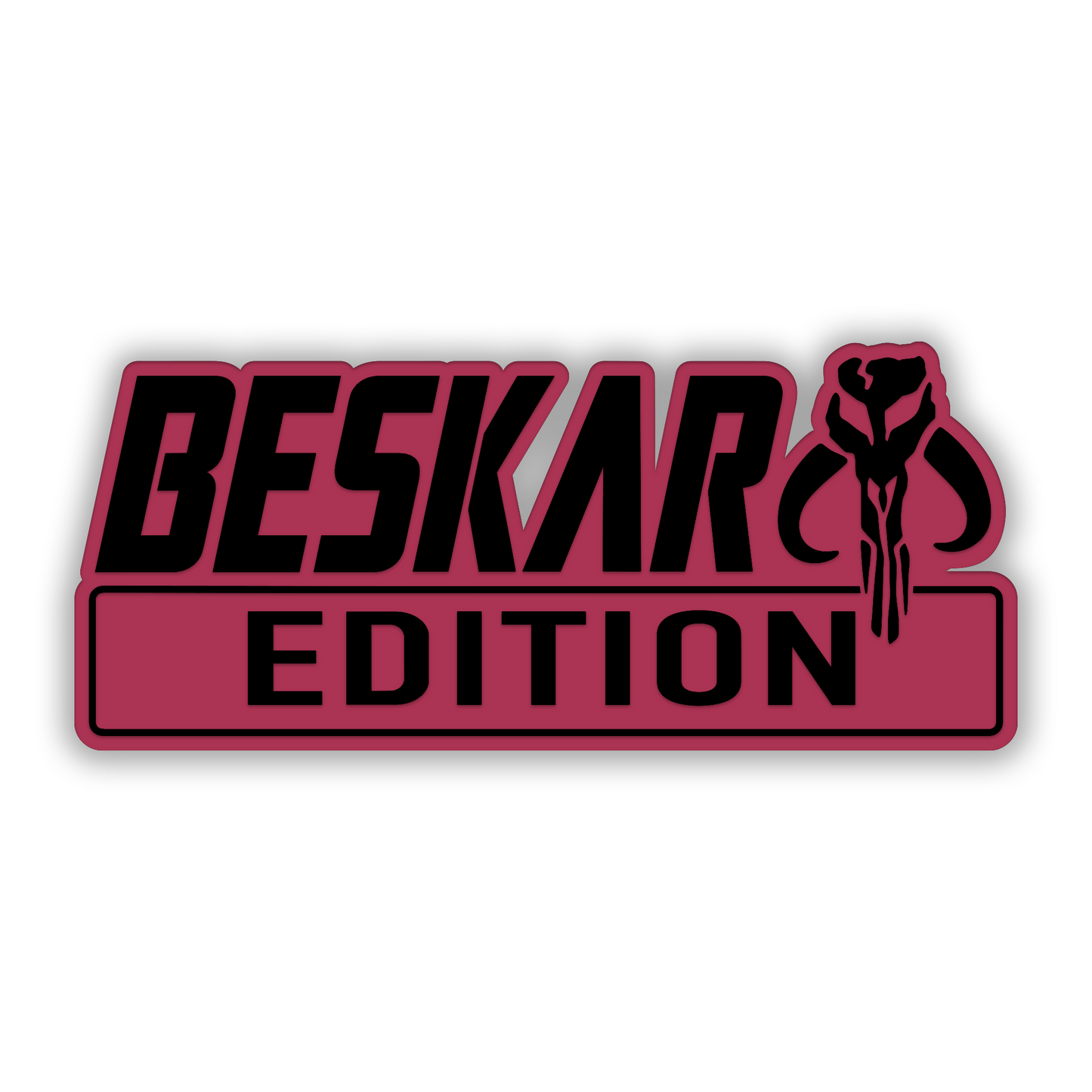 Beskar Edition silver fender badge with detailed engraved graphic design