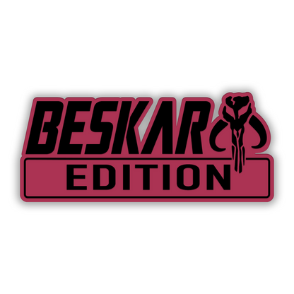 Beskar Edition silver fender badge with detailed engraved graphic design