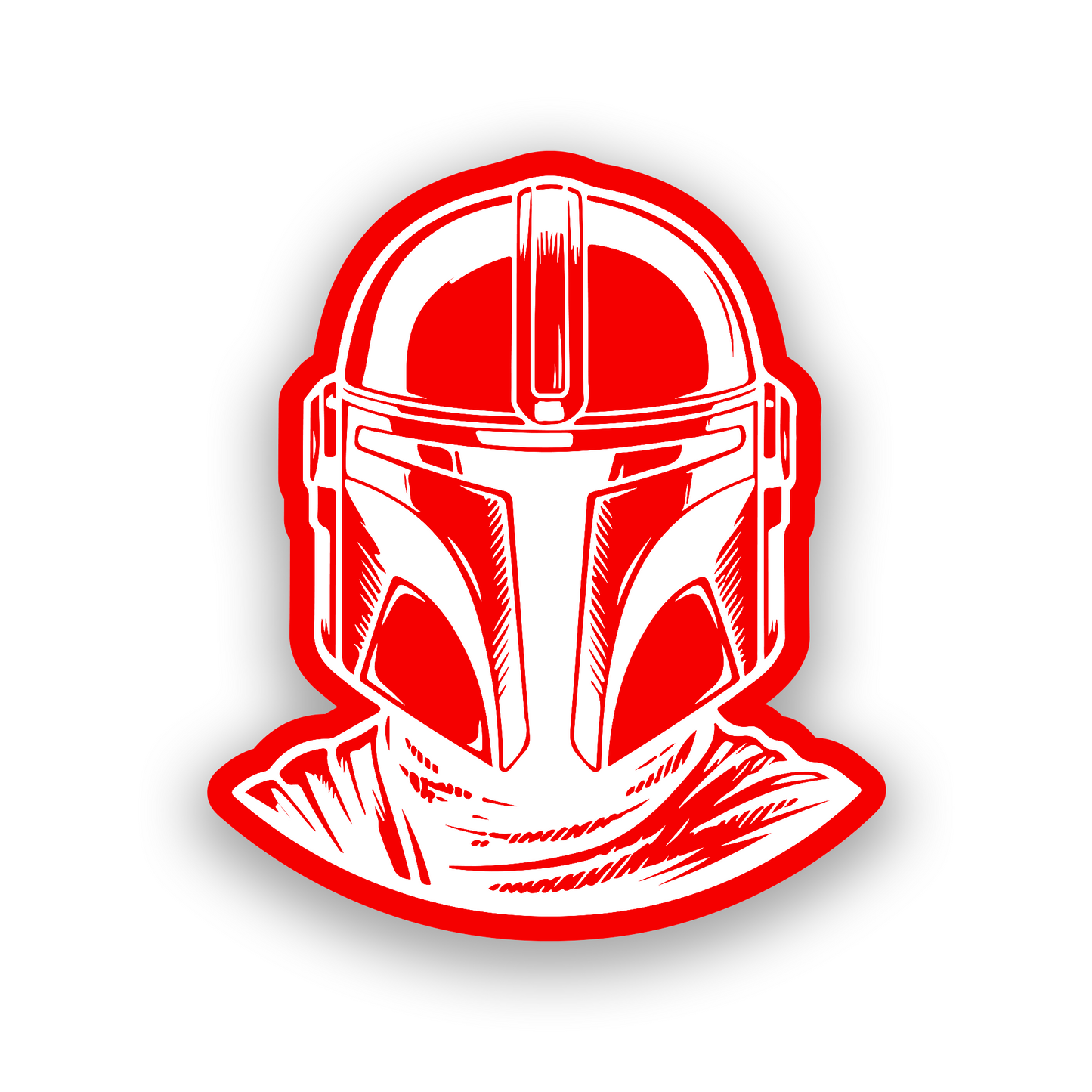 Custom Star Wars inspired Mandalorian badge with strong engraved automotive styling