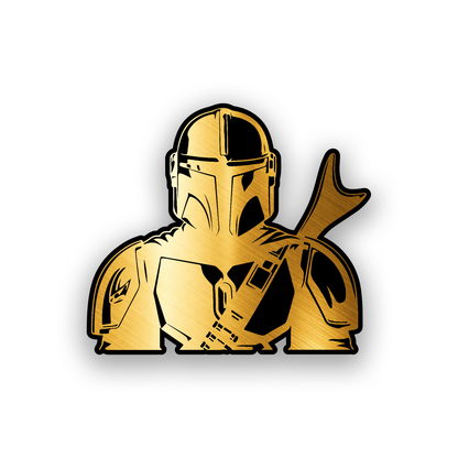 Star Wars inspired car emblem featuring a detailed Din Mandalorian helmet design