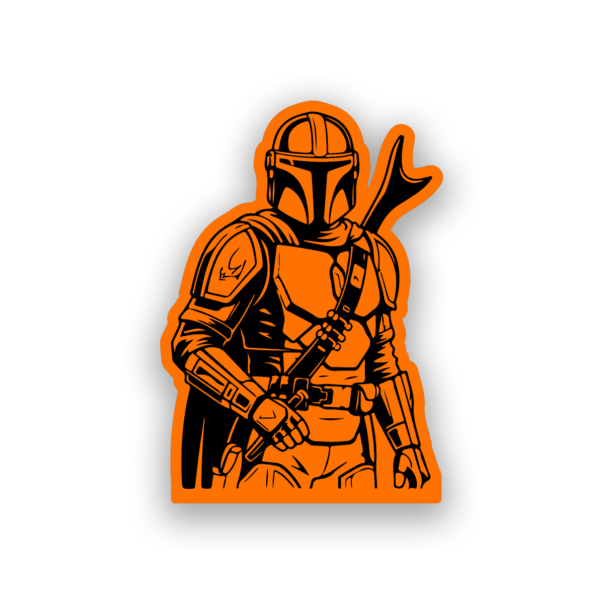 Custom Star Wars inspired Mandalorian badge with strong engraved automotive styling