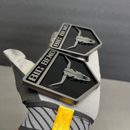 Black Big Bend Car Badge Fender Emblem for custom truck and off-road vehicle styling.