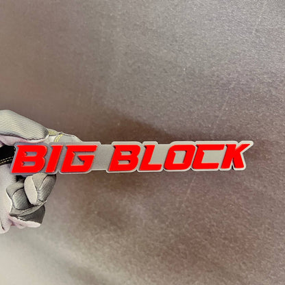 BIG BLOCK red and silver car badge fender emblem for muscle cars and performance vehicles