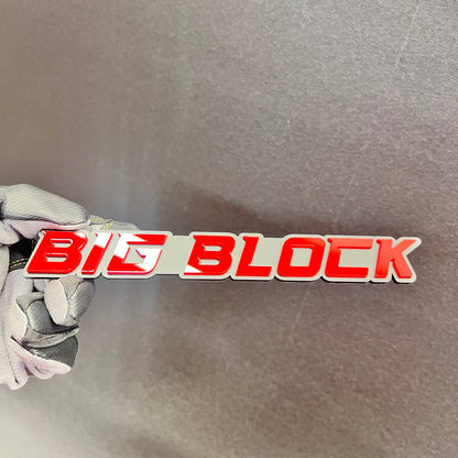 Red and silver BIG BLOCK fender badge automotive exterior emblem for custom vehicles