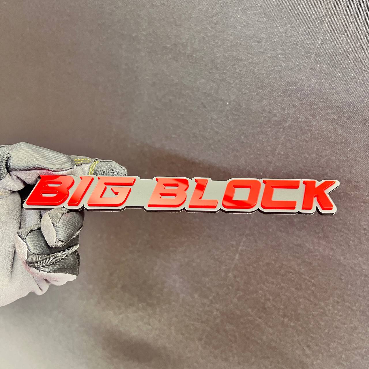 Classic BIG BLOCK car badge for muscle car, hot rod and custom vehicle exterior styling