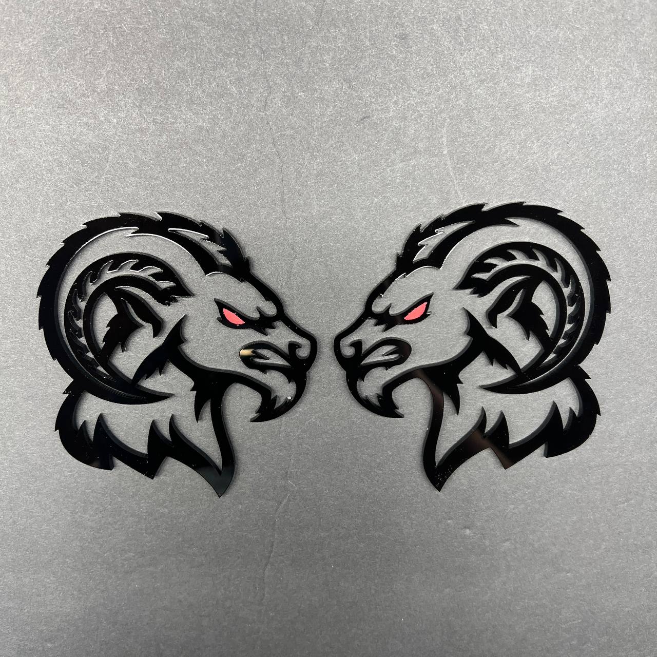 Ram head truck badge acrylic red eye detail for Dodge Ram custom accessory styling
