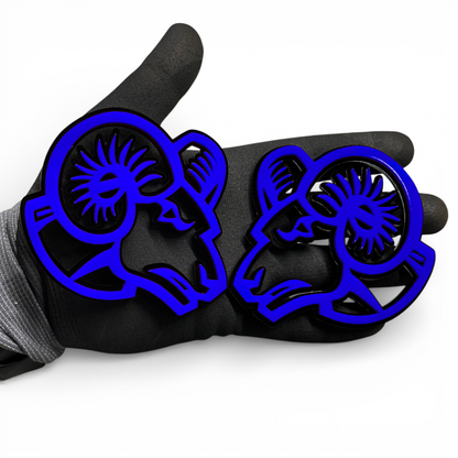 Custom Ram emblem pair with red eye for Ram 1500 2500 3500 trucks aftermarket badge