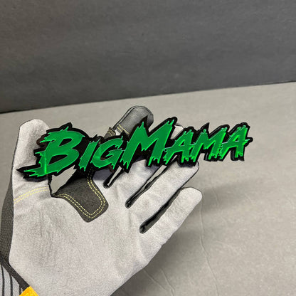 BIG MAMA performance style car badge emblem in glossy green mirror acrylic