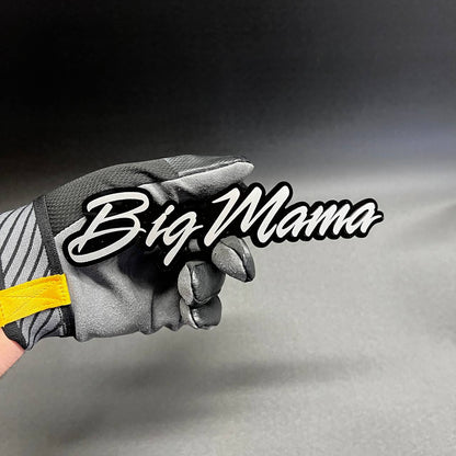 Personalized Big Mama text badge with glossy acrylic finish for vehicles