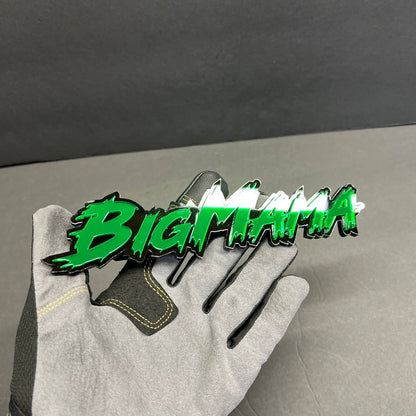 BIG MAMA custom green mirror acrylic text car badge emblem for truck and muscle car