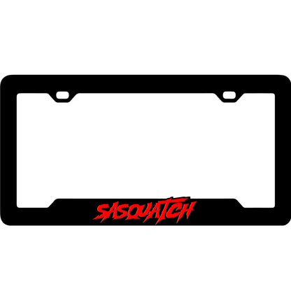 Bigfoot themed car license plate frame rugged outdoor automotive accessory