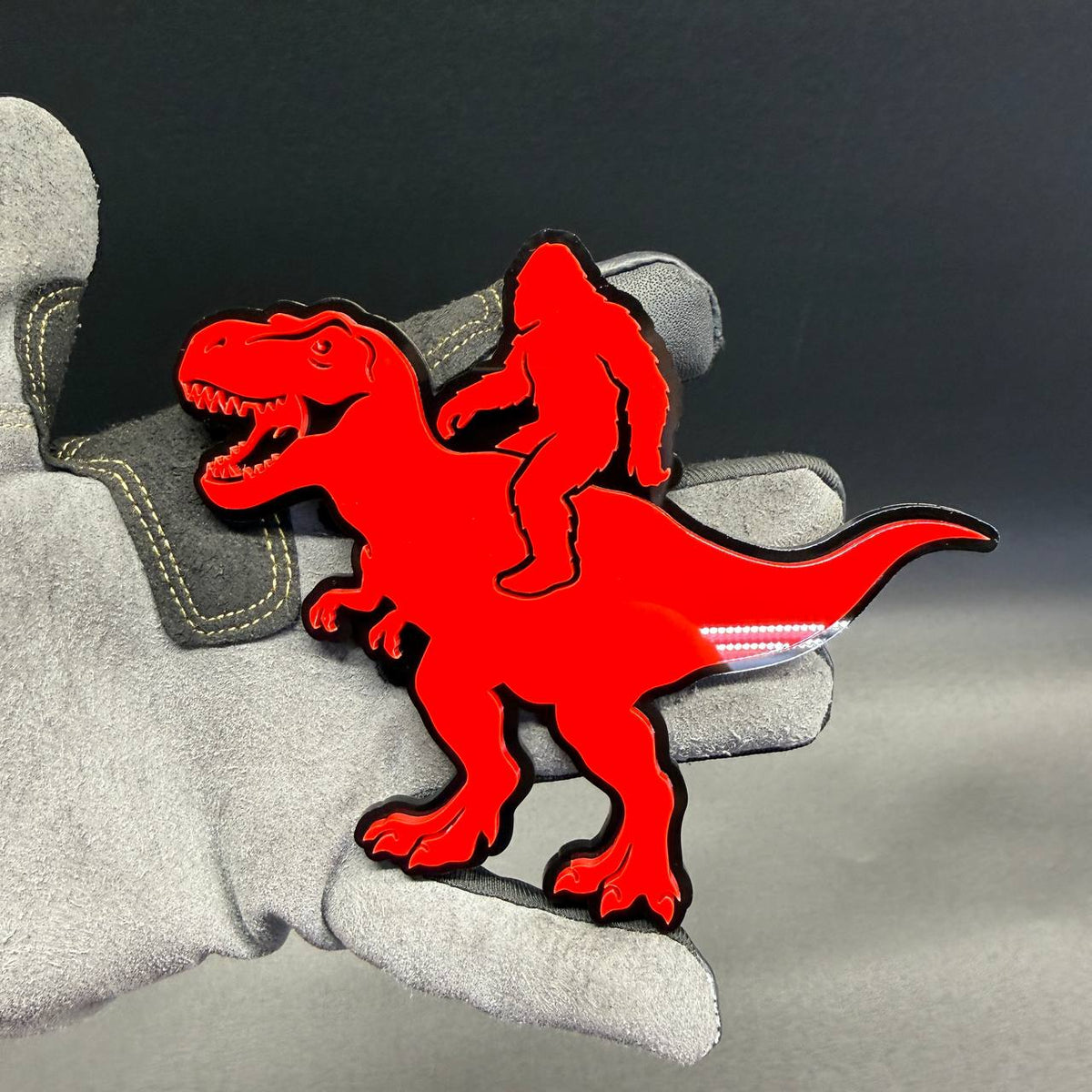 Red T-Rex and Bigfoot Sasquatch fender emblem for Ford Bronco off-road vehicle