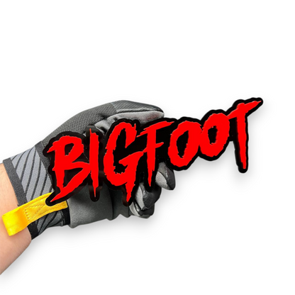 Glossy red BIGFOOT acrylic emblem mounted style for muscle truck exterior customization