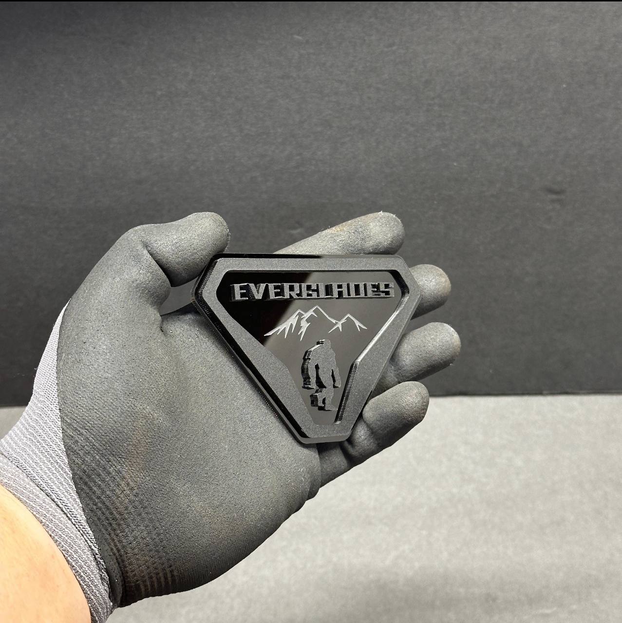 Handmade Everglades Bigfoot emblem for Ford Bronco, layered acrylic off-road badge