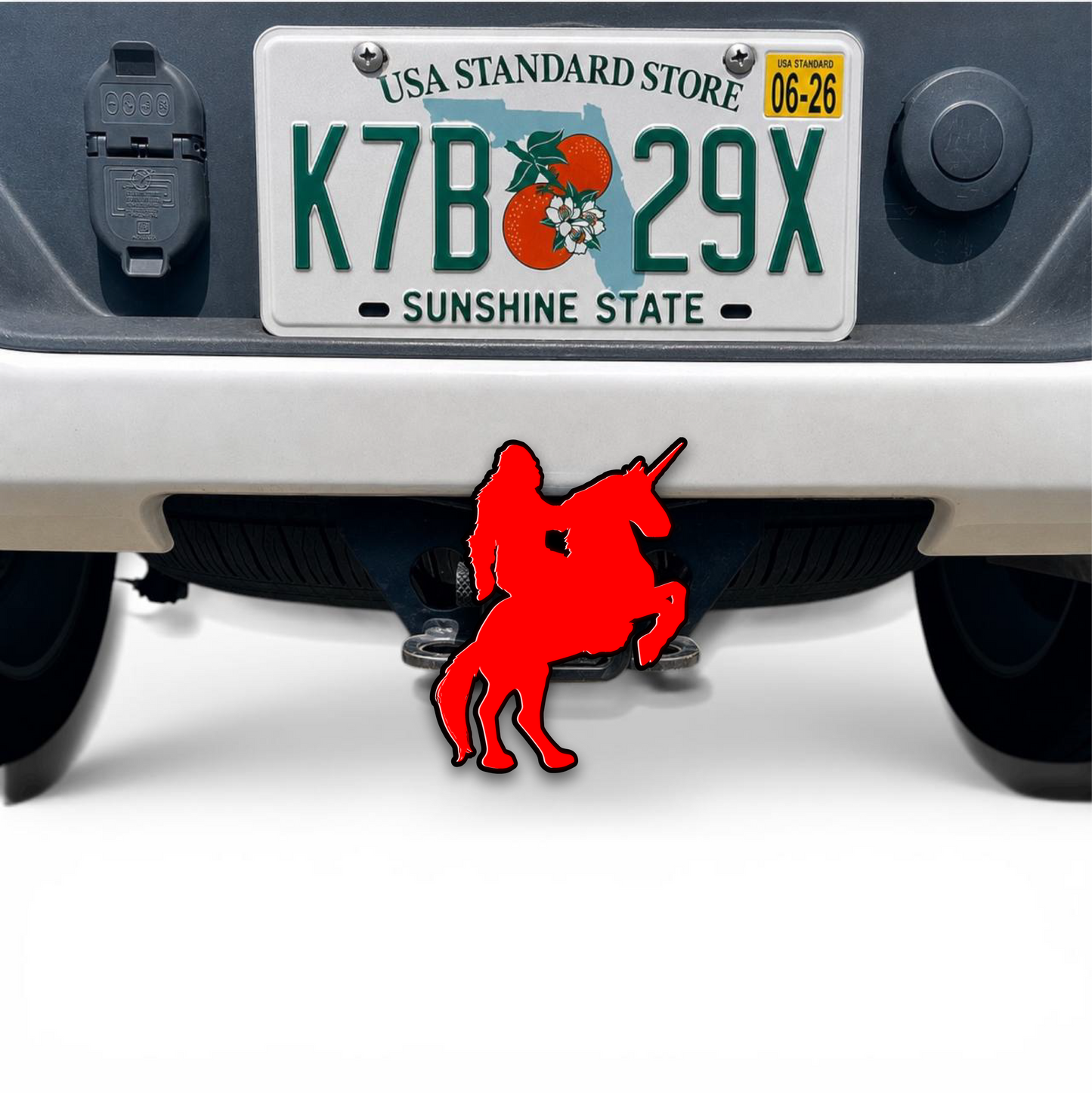 Bigfoot riding horse 3D hitch cover for car, truck, SUV, and off-road vehicle exterior decoration