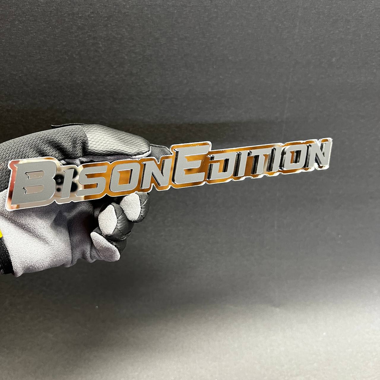 BISON EDITION truck exterior decal with raised lettering design