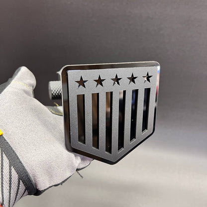 Custom American Flag truck hitch cover badge with black layered design