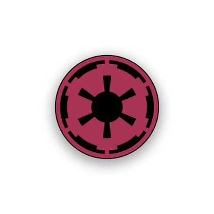 Precision engraved automotive badge with circular Star Wars style icon