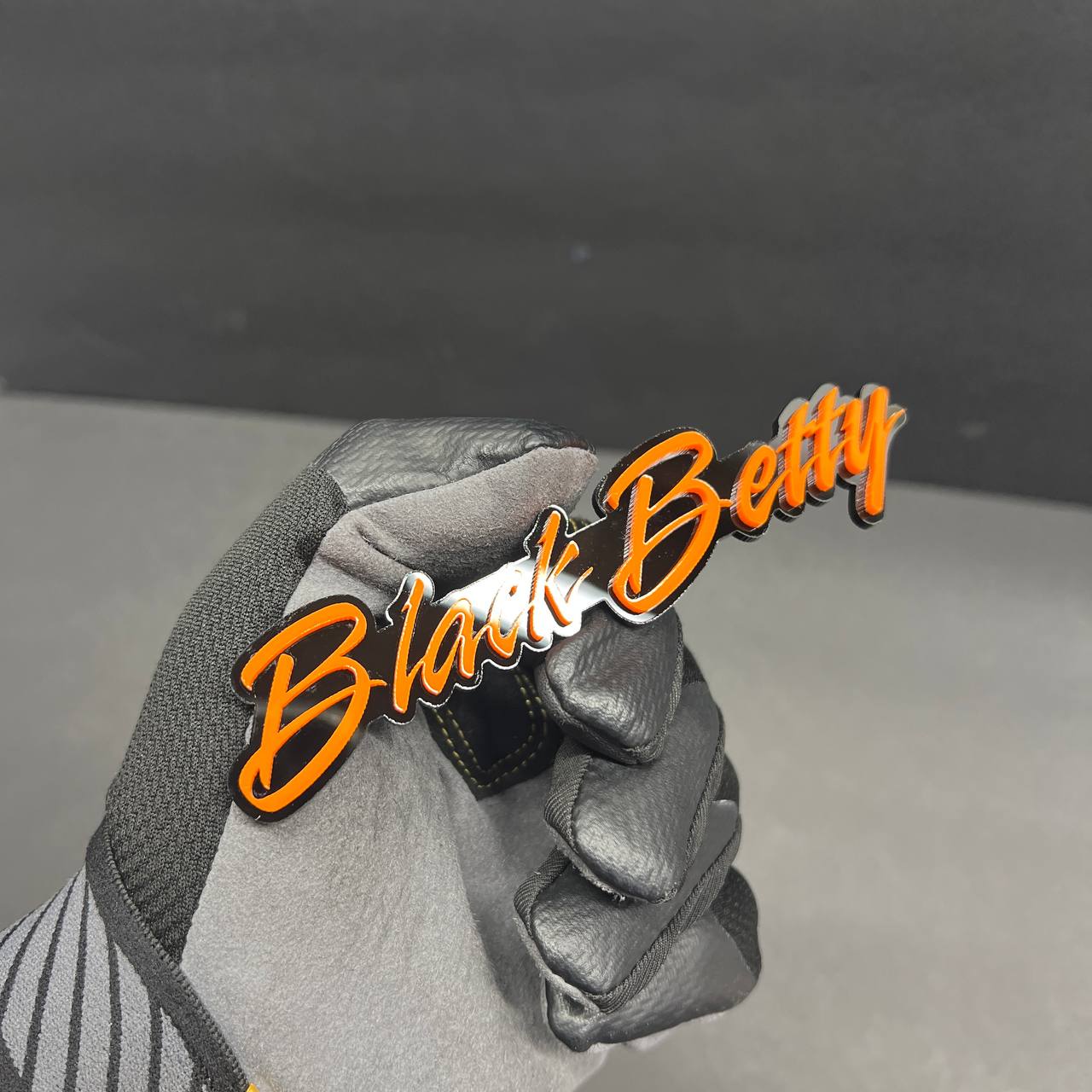 Black Betty acrylic text badge tailgate decal for F150, Ram, Silverado, and custom truck builds.