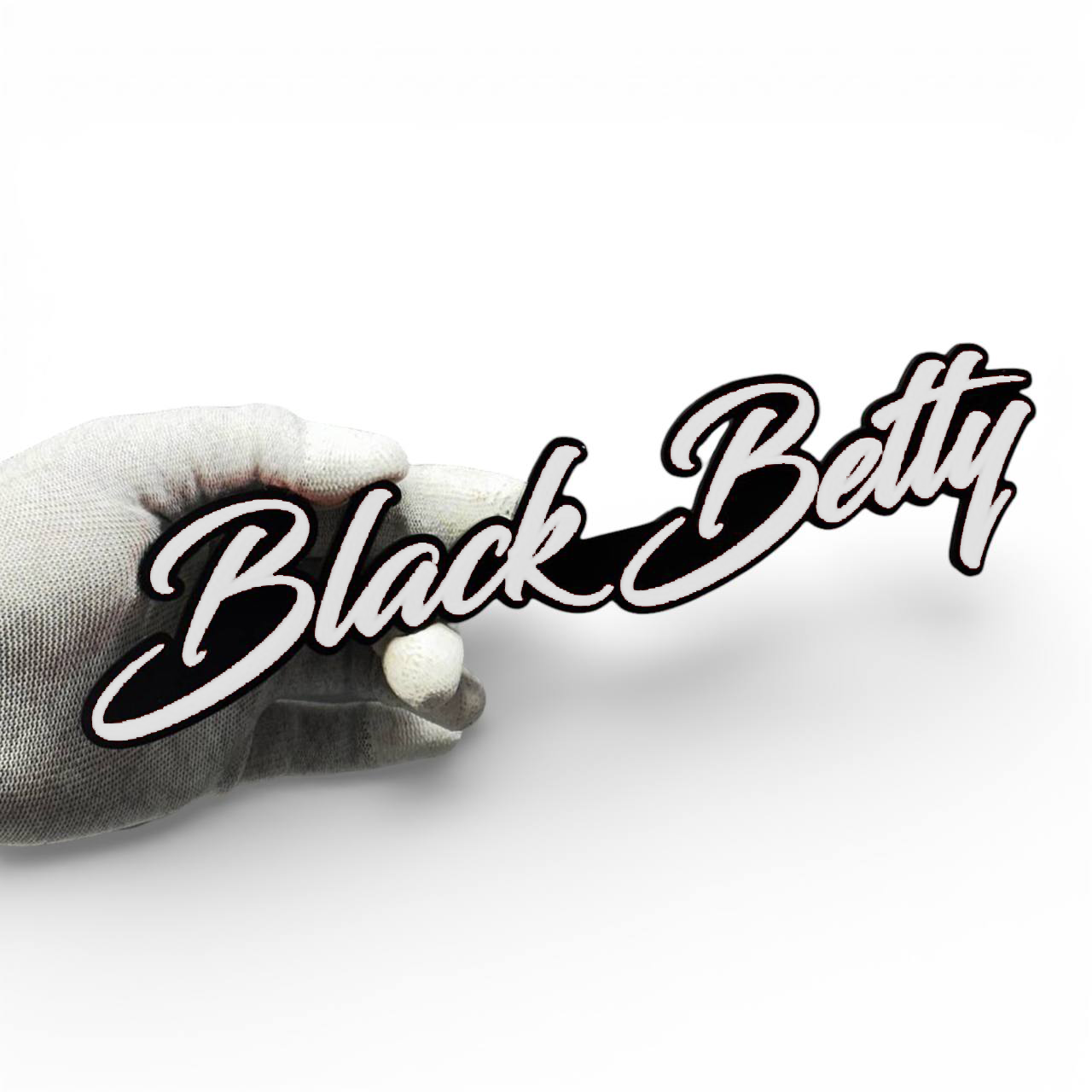 Performance style Black Betty custom text badge