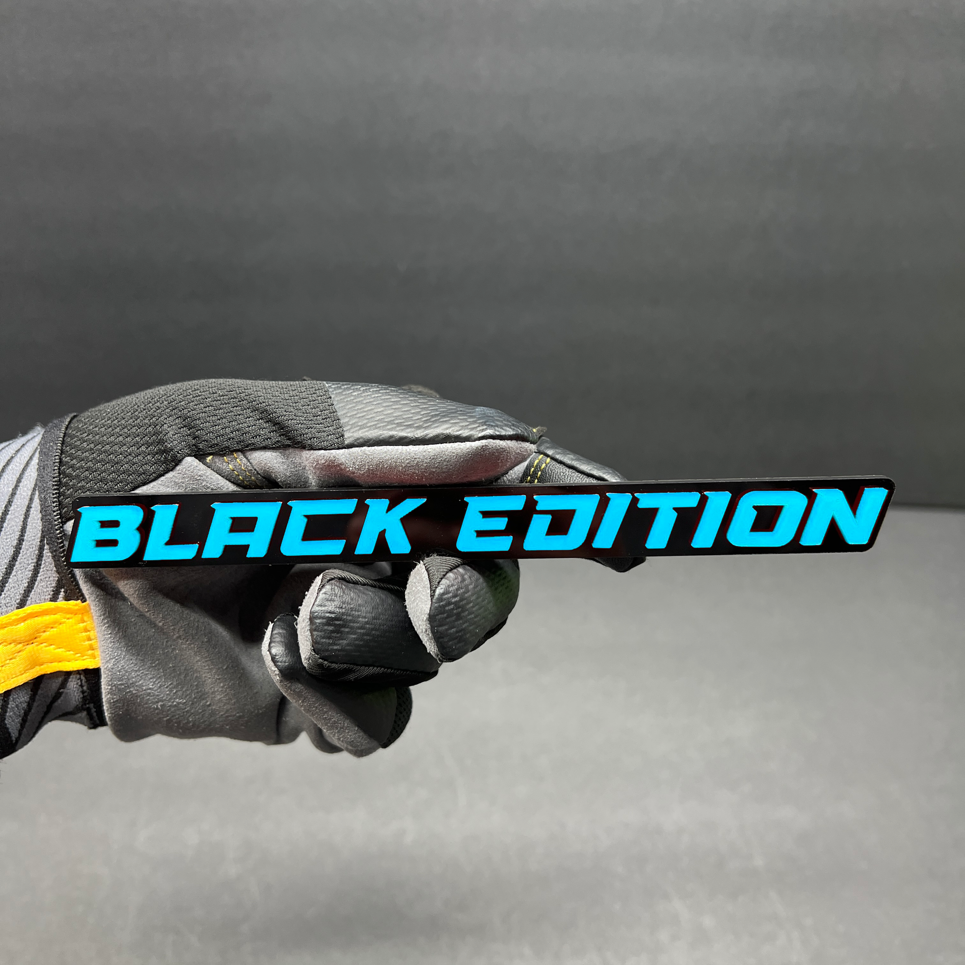 Durable Black Edition exterior badge with clean modern lettering for custom vehicles.