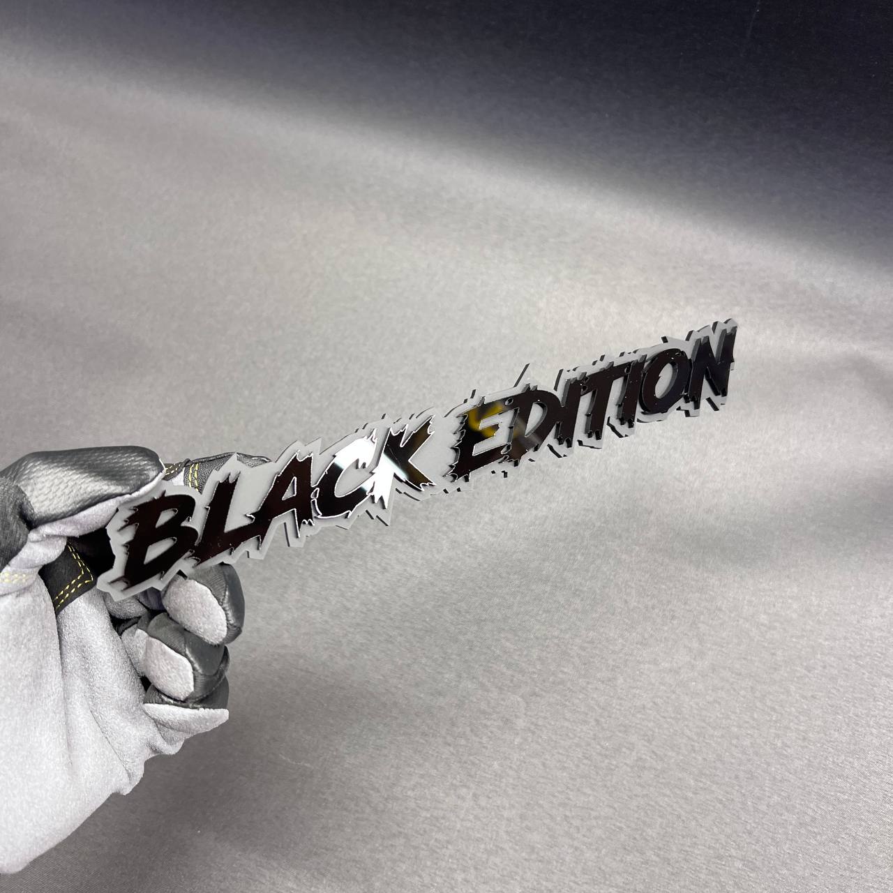 Custom text Black Edition badge with aggressive street style design