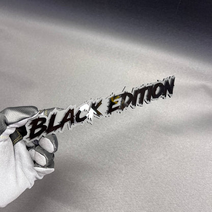 Custom text Black Edition badge with aggressive street style design