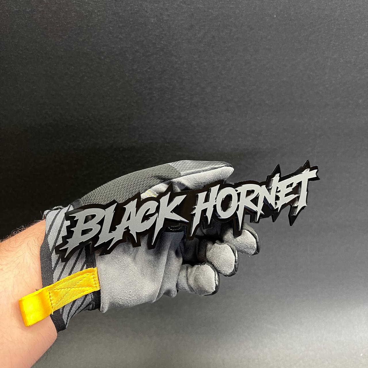 Black Hornet custom acrylic text badge emblem for truck grille and fender styling