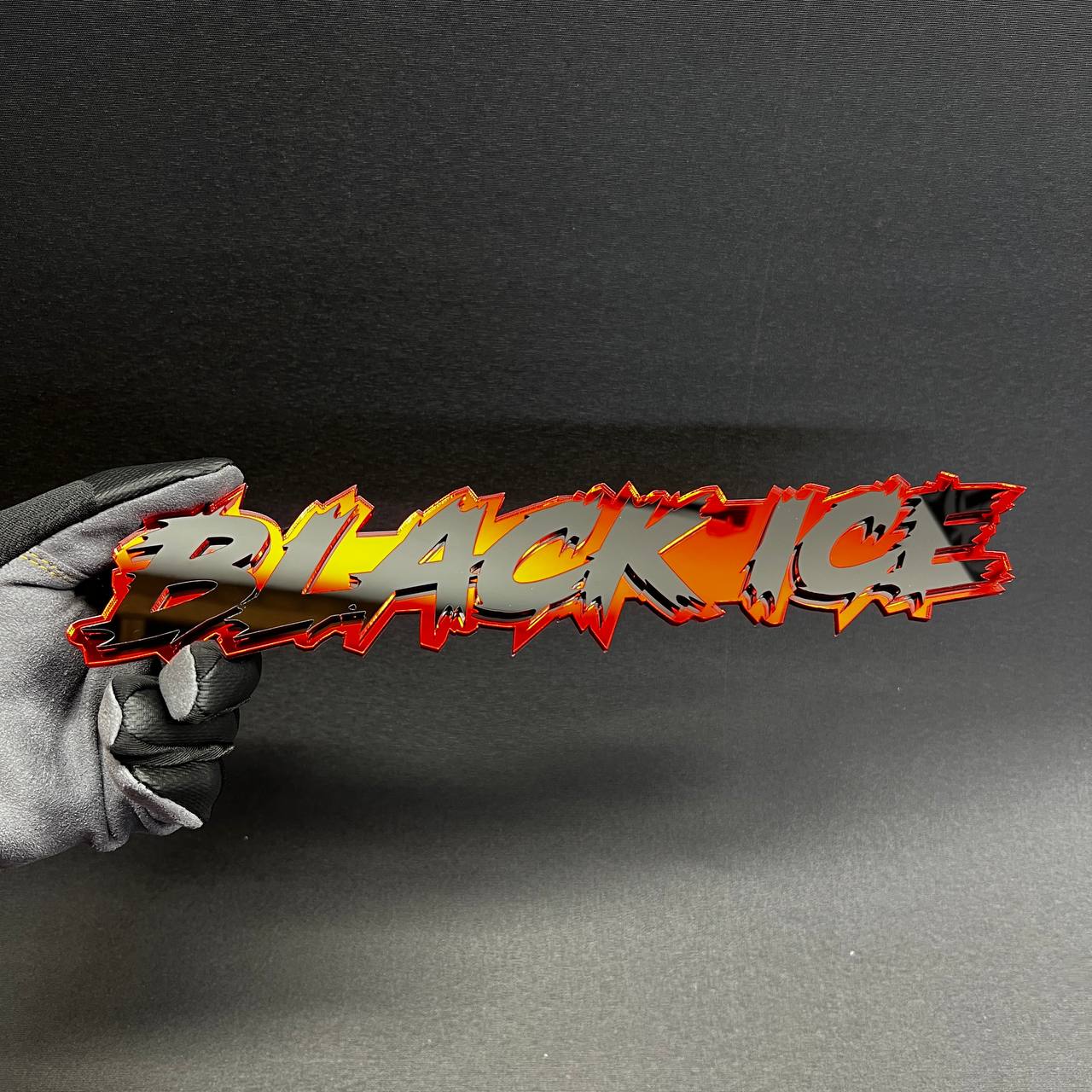 Custom vehicle BLACK ICE emblem for exterior styling