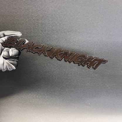 BLACK KNIGHT custom automotive lettering badge for cars trucks and SUVs