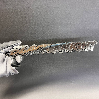 BLACK KNIGHT exterior car emblem with bold stylized text design