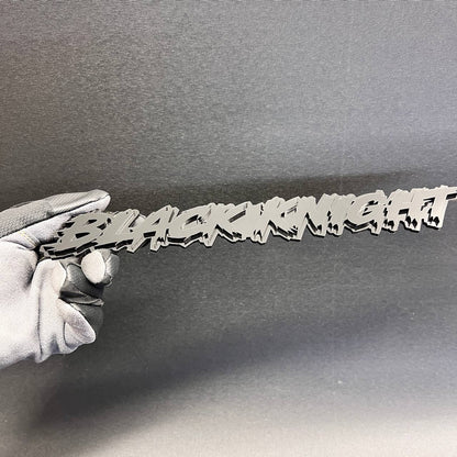 BLACK KNIGHT custom car badge fender emblem with bold aggressive lettering